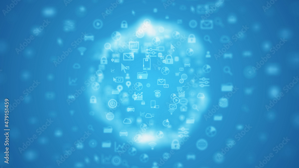 Poster communication network concept. digital transformation.
