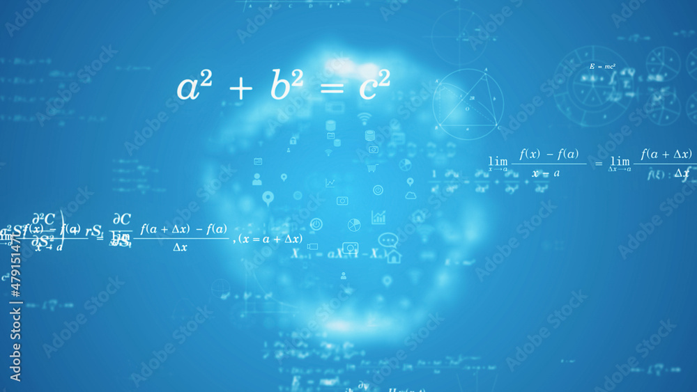 Poster science technology concept. mathematics. data analysis.