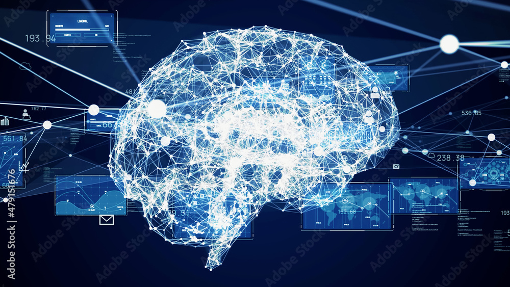 Poster ai (artificial intelligence) concept. communication network.