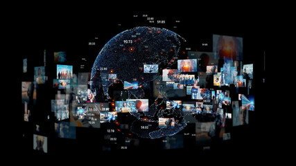 グローバルネットワーク　映像コンテンツ - obrazy, fototapety, plakaty