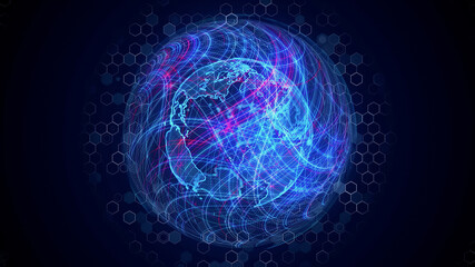Global communication network concept. Planet earth in cyberspace.