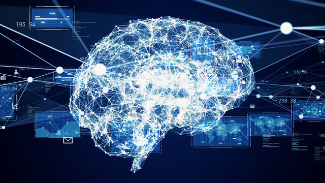 AI (Artificial Intelligence) concept. Communication network.