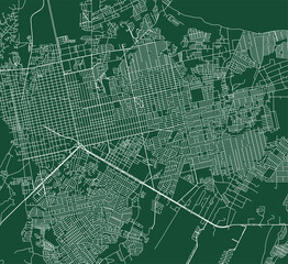 Porto Velho city Brazil municipality vector map. Green street map, municipality area. Urban skyline panorama for tourism.