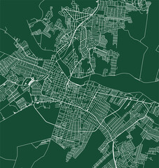 Campos dos Goytacazes city Brazil municipality vector map. Green street map, municipality area. Urban skyline panorama for tourism.