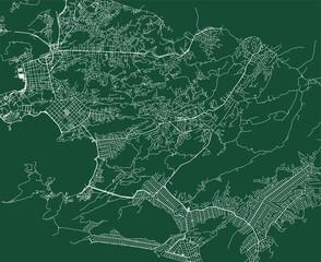 Niteroi city Brazil municipality vector map. Green street map, municipality area. Urban skyline panorama for tourism.