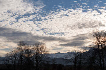 Fototapeta na wymiar Cloud formation in the evening in Vaduz in Liechtenstein