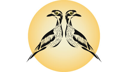 Twin Curlew illustration. Australian native bird.