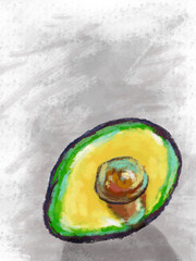 avocado picture, pastels, pastel paint