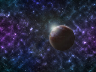 Fototapeta na wymiar sky galaxy nebula and mars planet view