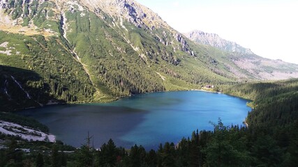 Fototapeta na wymiar Beautiful lake in the national park. Tatry mountains. Spring Summer. 