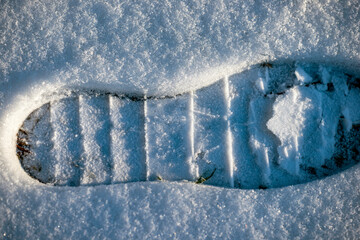 footstep in the snow, nacka, sweden, stockholm,sverige