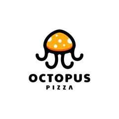 Pizza and octopus combinations,in background white ,vector logo design editable