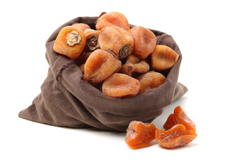 dried persimmon on white background 