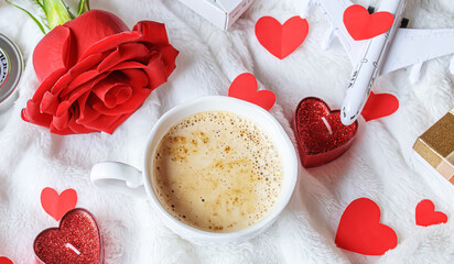 Valentine's Day. A beautiful gift trip. Selective focus.