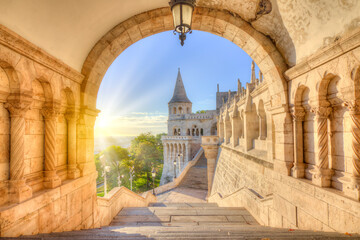 Fisherman Bastion at sunrise in Budapest, Hungary