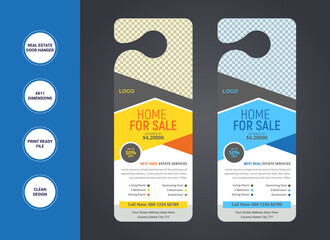 Real estate agency business door hanger template design