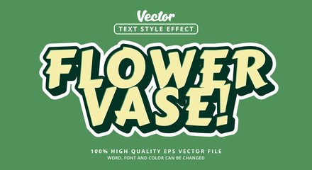 Editable text effect, Flower Vase text with modern color style and color green style