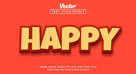 Editable text effect, Happy text with warm color style
