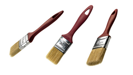 Paint brush in different angles on a white background