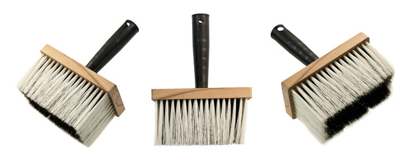 Paint brush in different angles on a white background