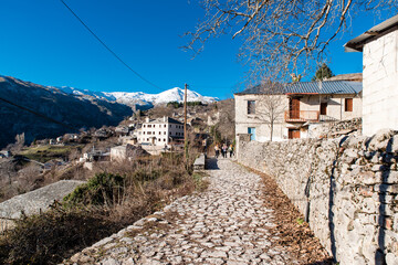 Kallarites village, a traditional village in Tzoumerka, Epirus, Ioannina, Greece