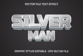 silver man text effect on black background.