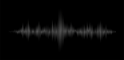Vector sound wave. Abstract music pulse background. Audio track wave graph of frequency and spectrum isolated on black background.