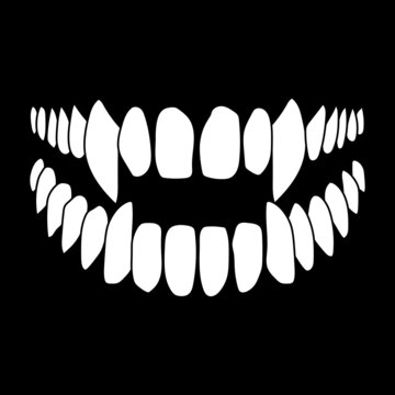 Vampire teeth vector isolated on black background