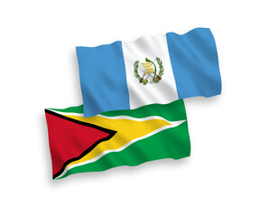 Flags of Co-operative Republic of Guyana and Republic of Guatemala on a white background