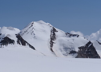 Snowy Lyskamm and Castor mounts in canton Valais in Switzerland