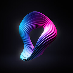 Abstract digital illustration of deformed torus wallpaper for modern devices.  Geometrical colorful shape concept from 3D rendering. 