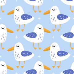 Seagulls seamless pattern. Vector illustration