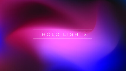 Holo Lights. Vector Blue Purple Hologram Dreamy Background. Rainbow Iridescent Gradient. Minimalist Holographic Fluid Wallpaper.  Neon Opalescent Banner. Modern Tech Music Design.