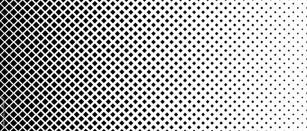 Poster halftone abstract background. monochrome texture made of geometric shapes. linear pattern in mosaic 