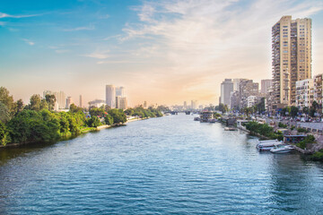 Fototapeta premium Beautiful view of the Nile embankment in Cairo, Egypt