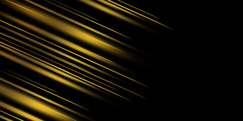 Abstract gold speed light dynamic on black design modern futuristic background