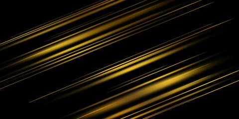 Abstract gold speed light dynamic on black design modern futuristic background