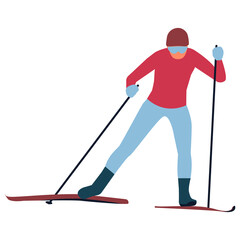 The woman is skiing. Skier in the style of a cartoon in competition.