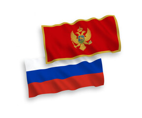 Flags of Montenegro and Russia on a white background
