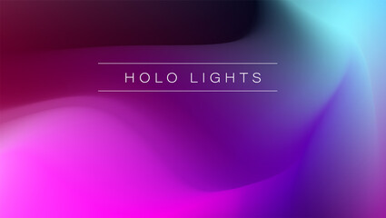 Naklejka premium Holo Lights. Vector Blue Purple Hologram Dreamy Background. Rainbow Iridescent Gradient. Minimalist Holographic Fluid Wallpaper. Neon Opalescent Banner. Modern Tech Music Design.