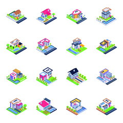 Pack of Houses Isometric Icons 