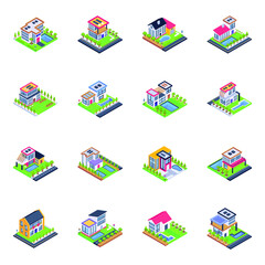 Pack of Home Architecture Isometric Icons 