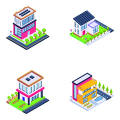 Pack of Home Structures Isometric Icons 
