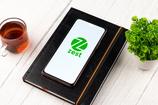 West Bangal, India - January 7, 2022 : ZestMoney logo on phone screen stock image.