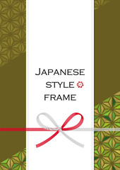 Japanese style background frame illustration (vector) of Geometric pattern (hemp leaf)