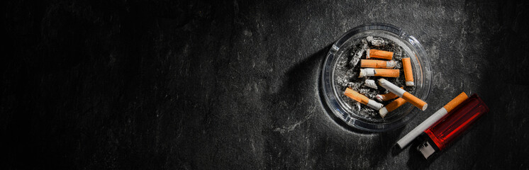 Composition with an ashtray and cigarettes