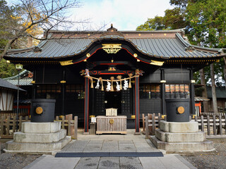 Fototapeta premium 玉前神社、本殿、黒漆塗りの権現造り