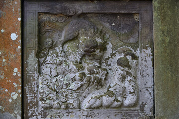 玉前神社、壁面の狛犬