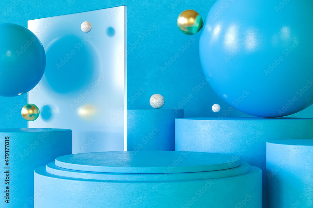 Aufkleber 3d render. empty cylinder podium with abstract minimalist geometric background. presentation concept