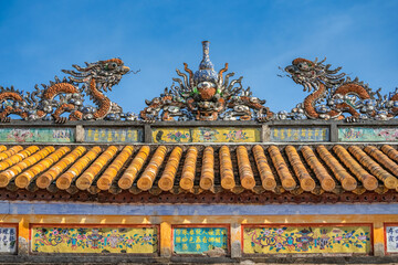 Wonderful view of the Thai Hoa palace in the Imperial City with the Purple Forbidden City within...